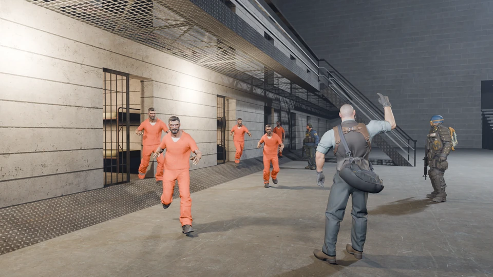 The warden opens the cells
